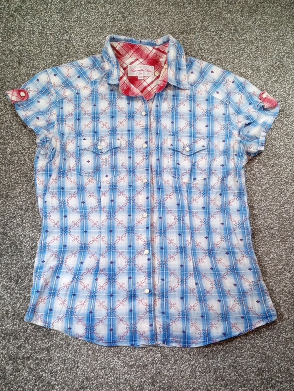 Panhandle Slim Red and White Plaid Button-Up Shirt